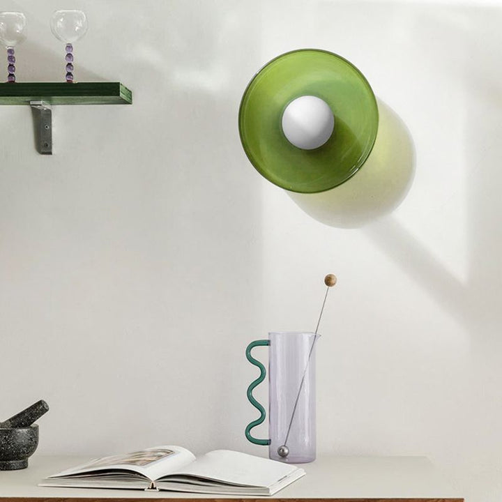 "Modern glass round ceiling light with sleek design, ideal for stylish kitchens, available in varied colors and sizes."