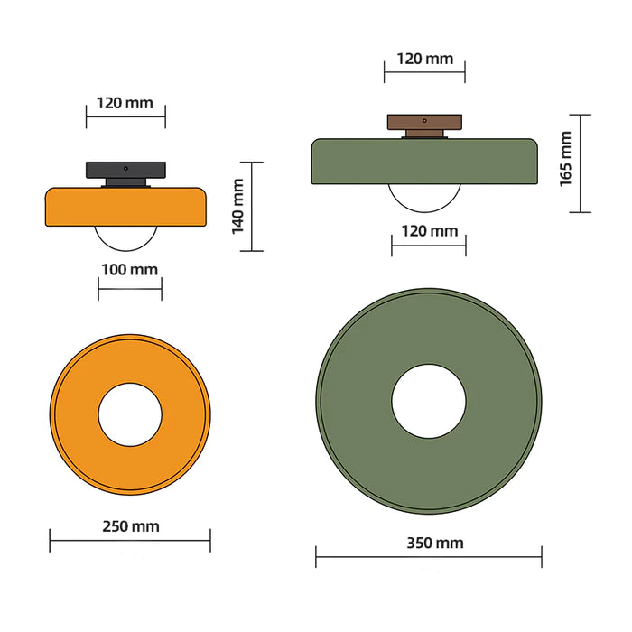 "Modern glass round ceiling light with sleek design, ideal for stylish kitchens, available in varied colors and sizes."