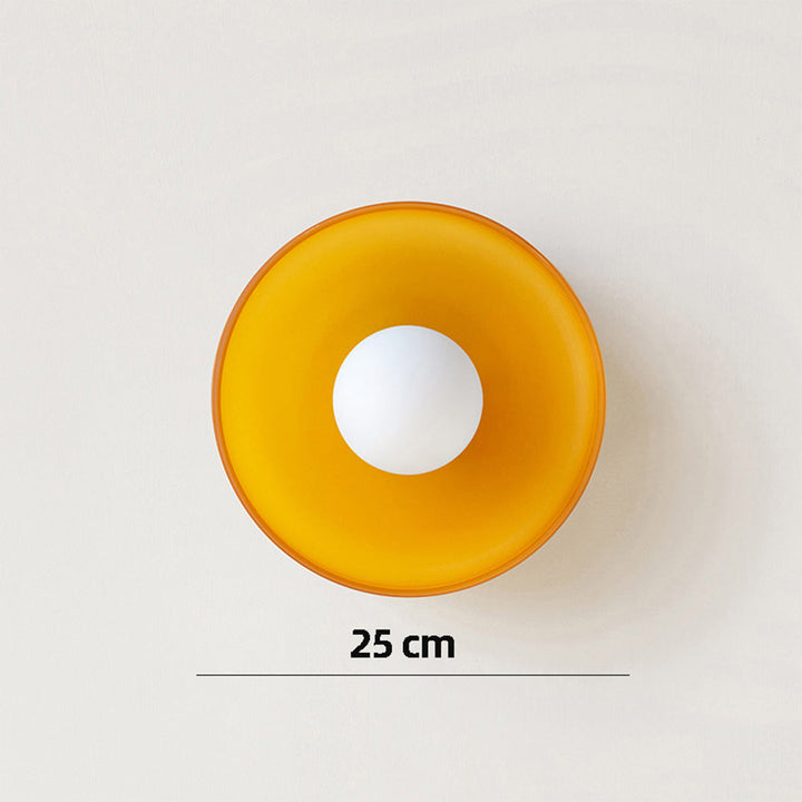 "Modern glass round ceiling light with sleek design, ideal for stylish kitchens, available in varied colors and sizes."