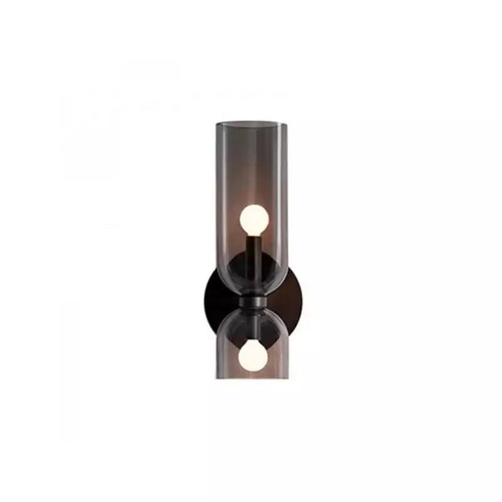 "Modern glass twin wall light with dual glass shades, ideal for stylish interiors, adding elegance and versatile illumination