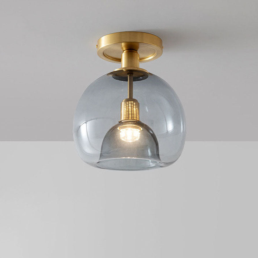 "Modern grey glass ceiling light, sleek and elegant, perfect for illuminating hallways with stylish, even lighting."