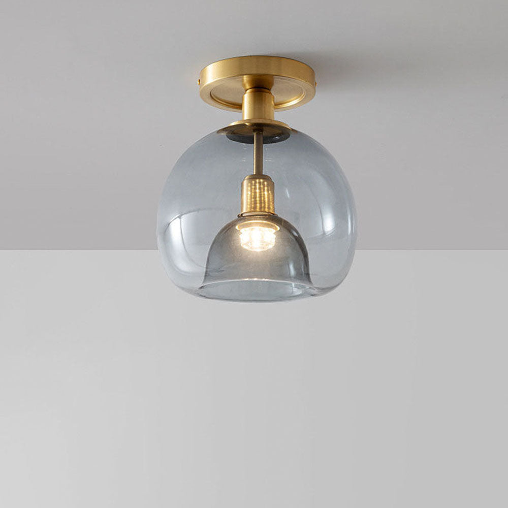 "Modern grey glass ceiling light, sleek and elegant, perfect for illuminating hallways with stylish, even lighting."