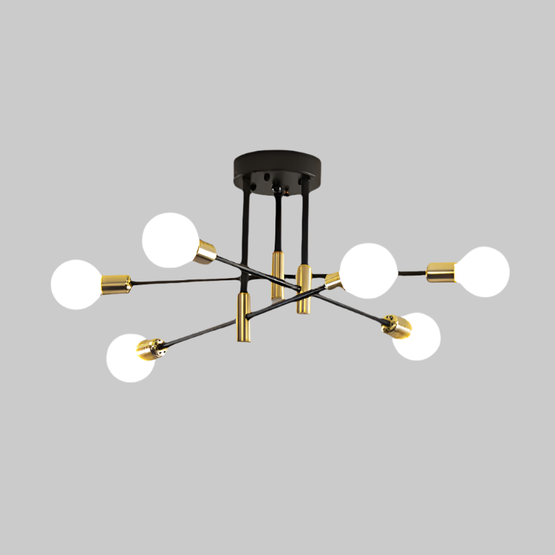 "Modern LED ceiling lamp with glass and metal design, featuring sleek lines, ideal for contemporary living spaces."