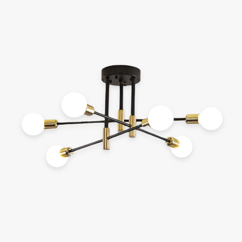 "Modern LED ceiling lamp with glass and metal design, featuring sleek lines, ideal for contemporary living spaces."