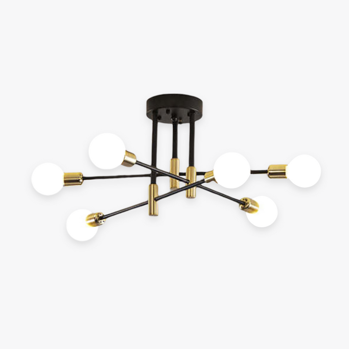 "Modern LED ceiling lamp with glass and metal design, featuring sleek lines, ideal for contemporary living spaces."