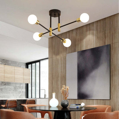 "Modern LED ceiling lamp with glass and metal design, featuring sleek lines, ideal for contemporary living spaces."