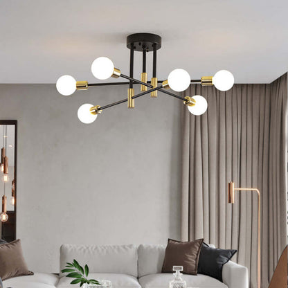 "Modern LED ceiling lamp with glass and metal design, featuring sleek lines, ideal for contemporary living spaces."