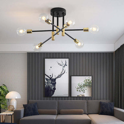 "Modern LED ceiling lamp with glass and metal design, featuring sleek lines, ideal for contemporary living spaces."