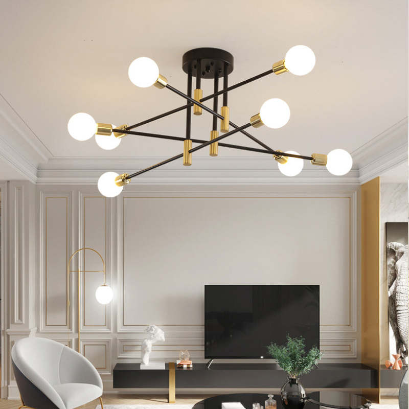 "Modern LED ceiling lamp with glass and metal design, featuring sleek lines, ideal for contemporary living spaces."