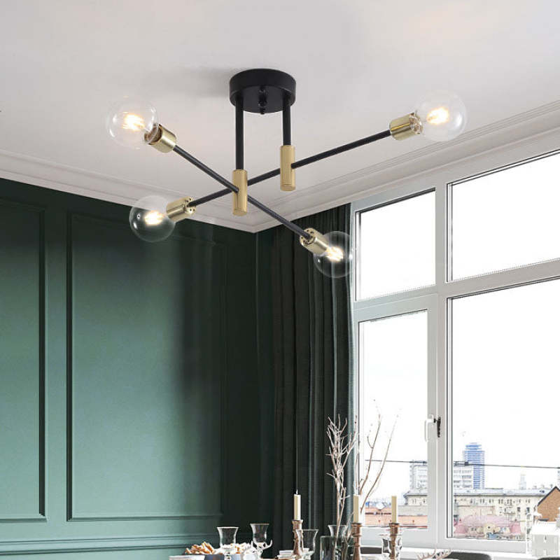 "Modern LED ceiling lamp with glass and metal design, featuring sleek lines, ideal for contemporary living spaces."