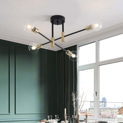 "Modern LED ceiling lamp with glass and metal design, featuring sleek lines, ideal for contemporary living spaces."