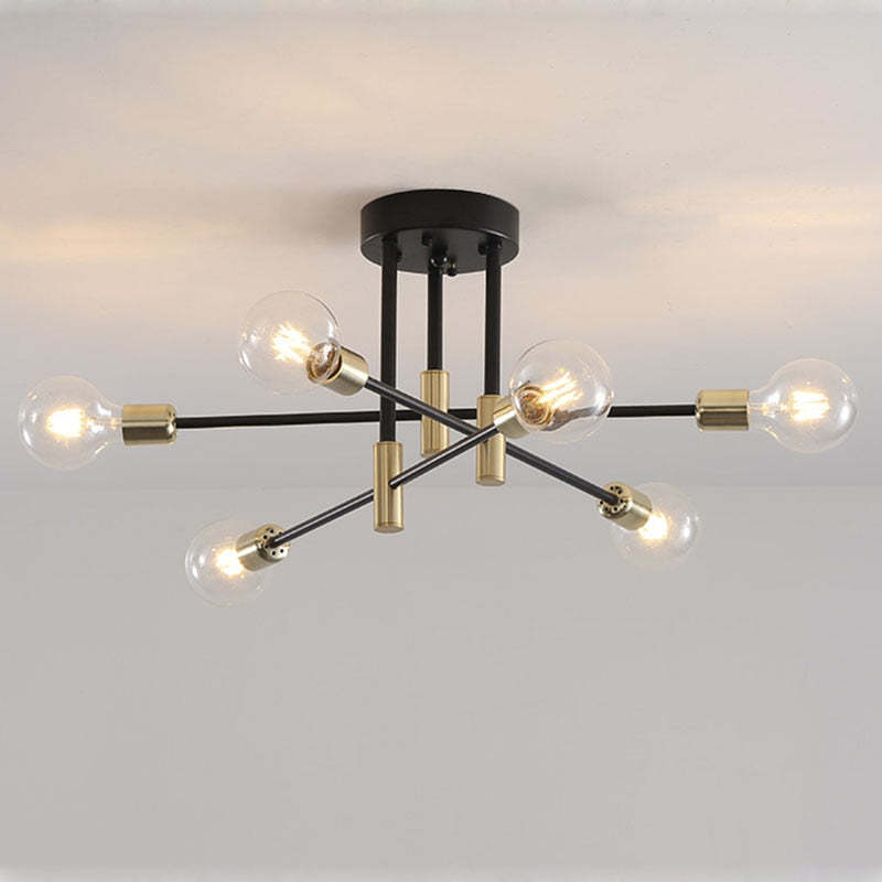 "Modern LED ceiling lamp with glass and metal design, featuring sleek lines, ideal for contemporary living spaces."