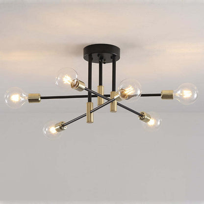 "Modern LED ceiling lamp with glass and metal design, featuring sleek lines, ideal for contemporary living spaces."