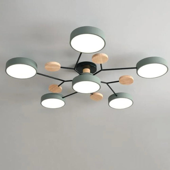 Modern LED ceiling light chandelier with sleek, minimalist design; iron and acrylic materials illuminate living rooms.