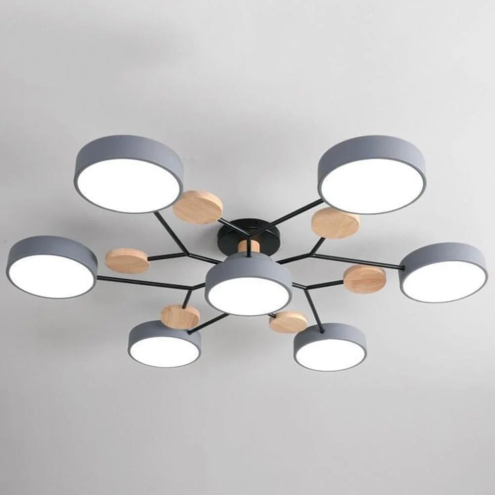 Modern LED ceiling light chandelier with sleek, minimalist design; iron and acrylic materials illuminate living rooms.