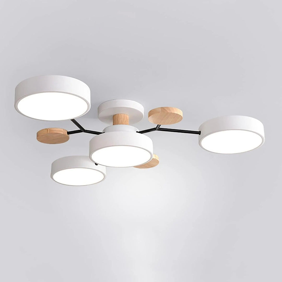 Modern LED ceiling light chandelier with sleek, minimalist design; iron and acrylic materials illuminate living rooms.