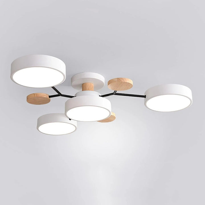Modern LED ceiling light chandelier with sleek, minimalist design; iron and acrylic materials illuminate living rooms.
