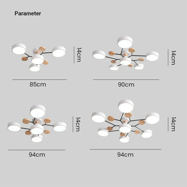 Modern LED ceiling light chandelier with sleek, minimalist design; iron and acrylic materials illuminate living rooms.