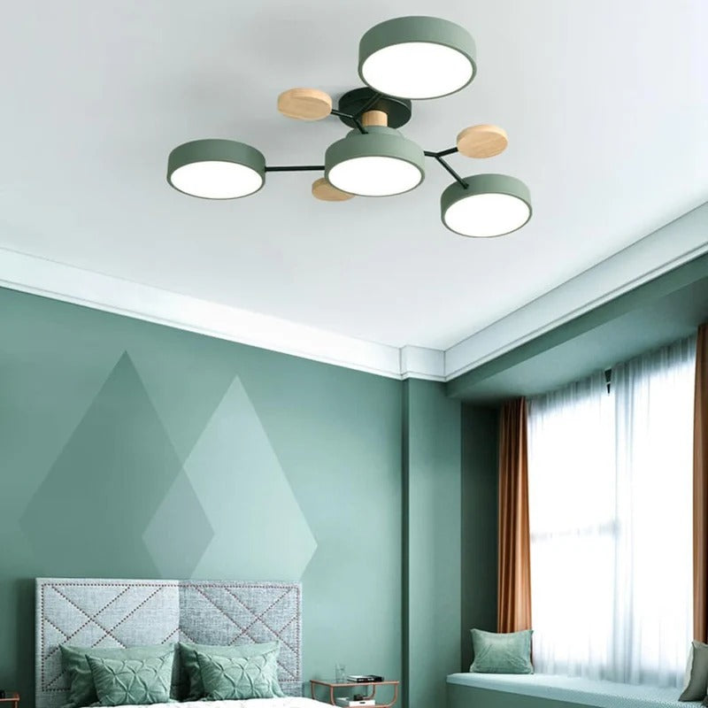 Modern LED ceiling light chandelier with sleek, minimalist design; iron and acrylic materials illuminate living rooms.