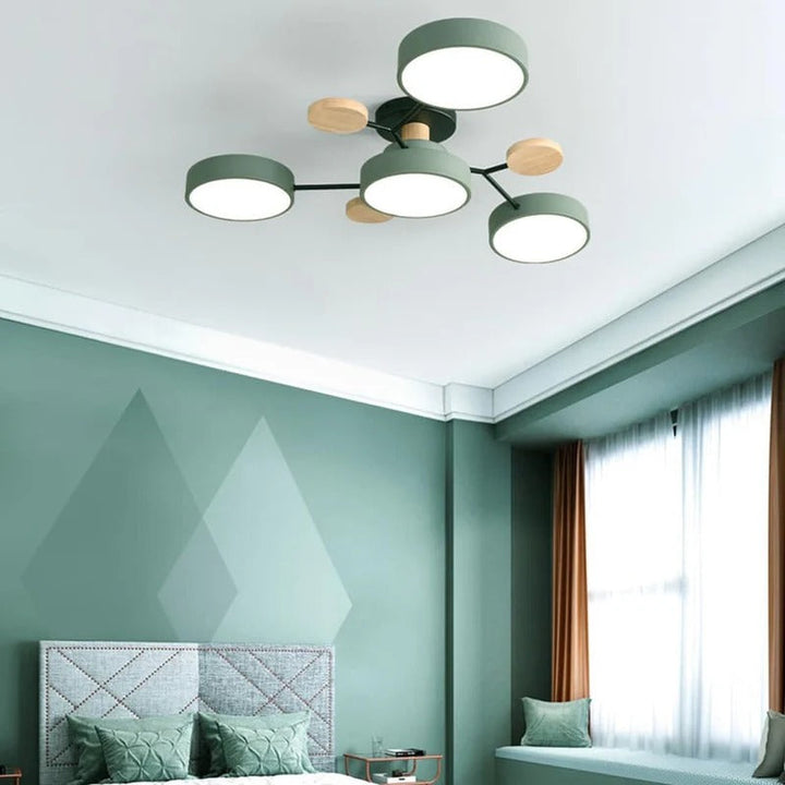Modern LED ceiling light chandelier with sleek, minimalist design; iron and acrylic materials illuminate living rooms.
