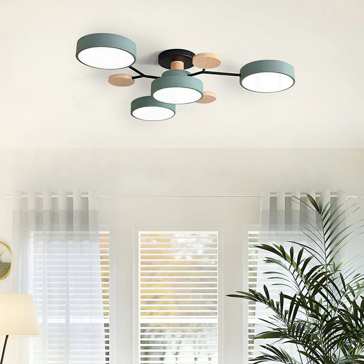 Modern LED ceiling light chandelier with sleek, minimalist design; iron and acrylic materials illuminate living rooms.