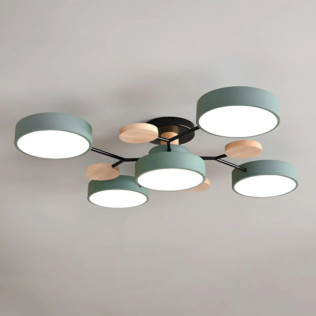 Modern LED ceiling light chandelier with sleek, minimalist design; iron and acrylic materials illuminate living rooms.