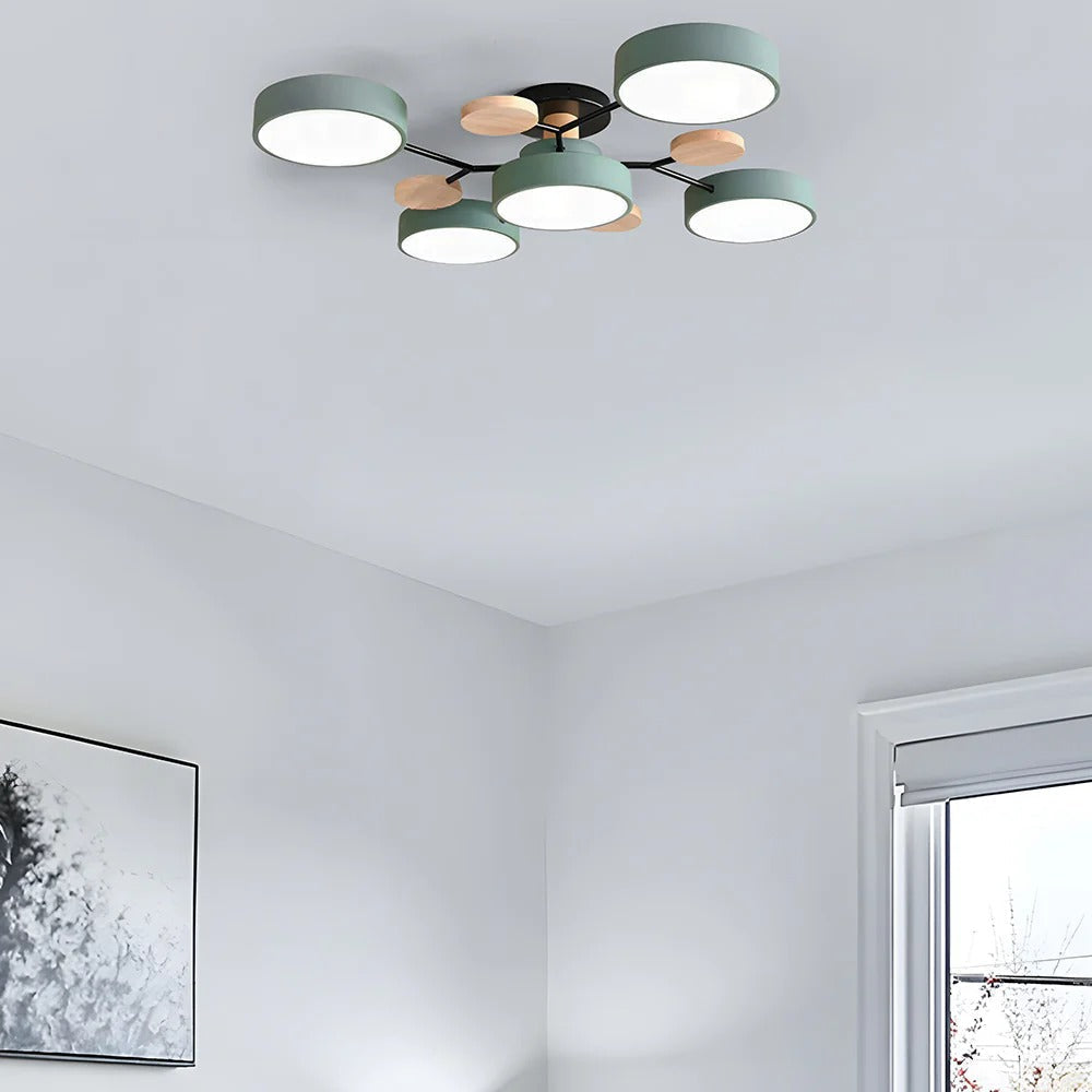 Modern LED ceiling light chandelier with sleek, minimalist design; iron and acrylic materials illuminate living rooms.