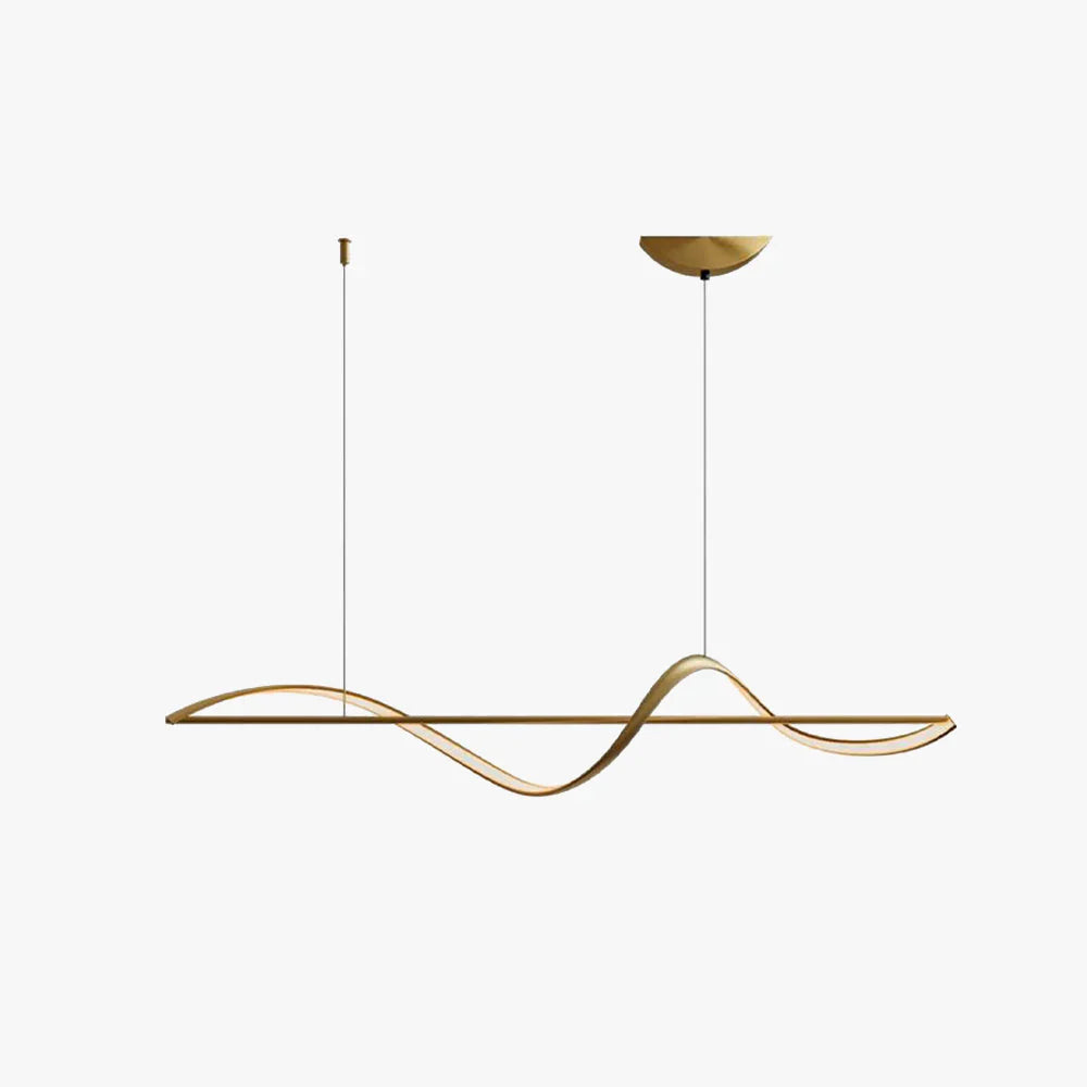 Modern LED pendant lamp with wavy metal and acrylic design, providing elegant illumination for stylish interior decor.