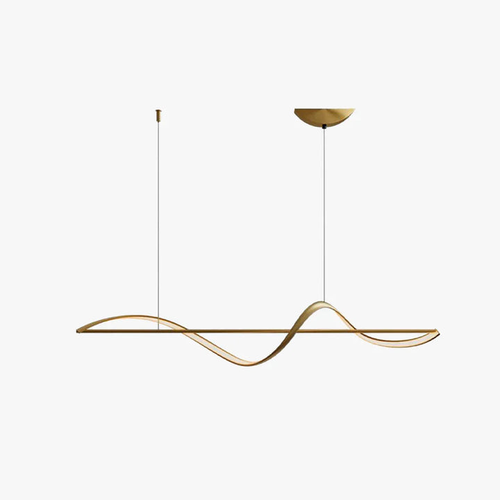 Modern LED pendant lamp with wavy metal and acrylic design, providing elegant illumination for stylish interior decor.