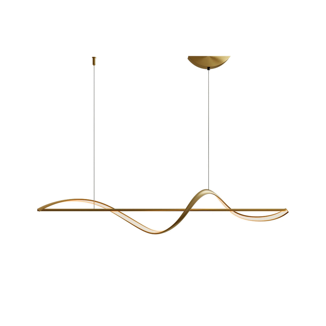 Modern LED pendant lamp with wavy metal and acrylic design, providing elegant illumination for stylish interior decor.