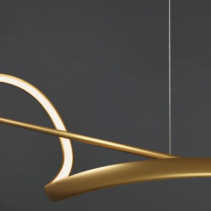 Modern LED pendant lamp with wavy metal and acrylic design, providing elegant illumination for stylish interior decor.