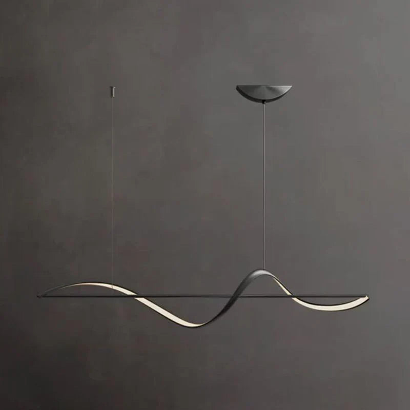 Modern LED pendant lamp with wavy metal and acrylic design, providing elegant illumination for stylish interior decor.