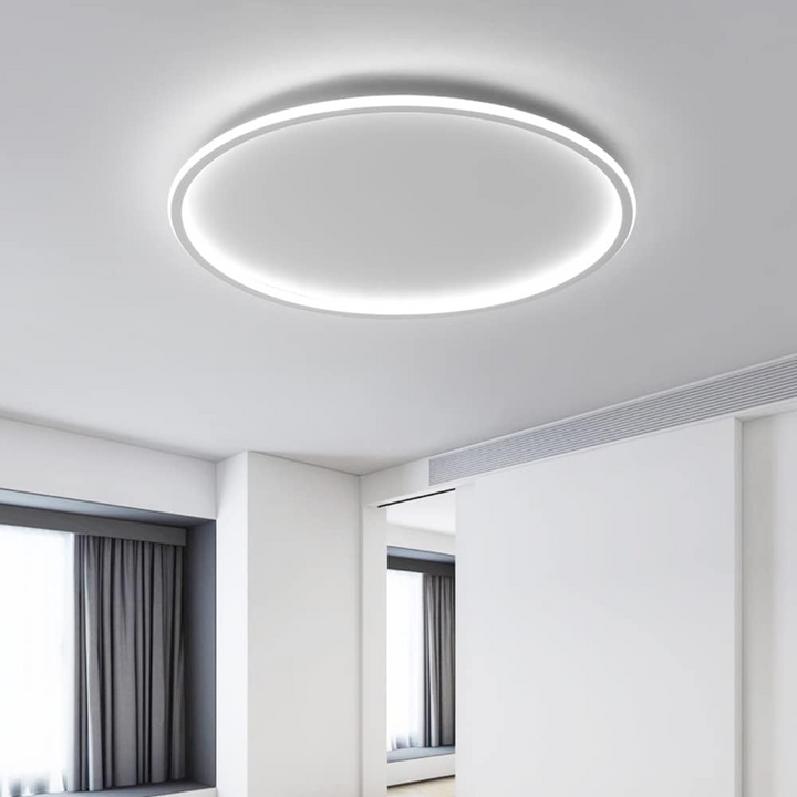 "Modern Nordic LED Ceiling Light with minimalist round flush mount design, providing soft even illumination for modern interi