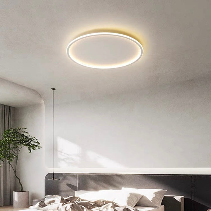 "Modern Nordic LED Ceiling Light with minimalist round flush mount design, providing soft even illumination for modern interi