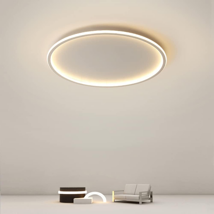 "Modern Nordic LED Ceiling Light with minimalist round flush mount design, providing soft even illumination for modern interi