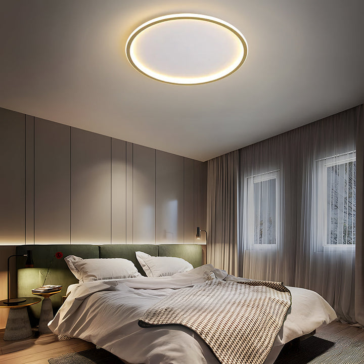 "Modern Nordic LED Ceiling Light with minimalist round flush mount design, providing soft even illumination for modern interi
