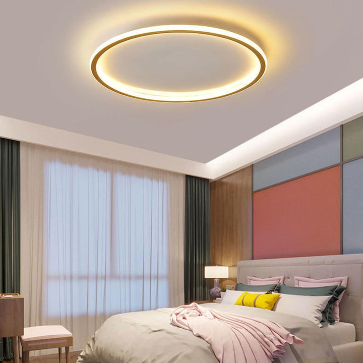 "Modern Nordic LED Ceiling Light with minimalist round flush mount design, providing soft even illumination for modern interi