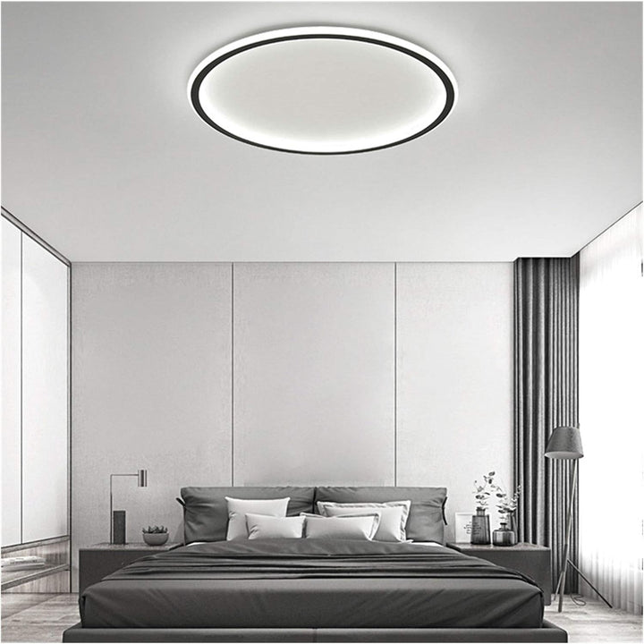 "Modern Nordic LED Ceiling Light with minimalist round flush mount design, providing soft even illumination for modern interi