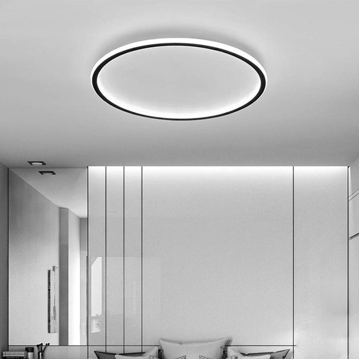 "Modern Nordic LED Ceiling Light with minimalist round flush mount design, providing soft even illumination for modern interi