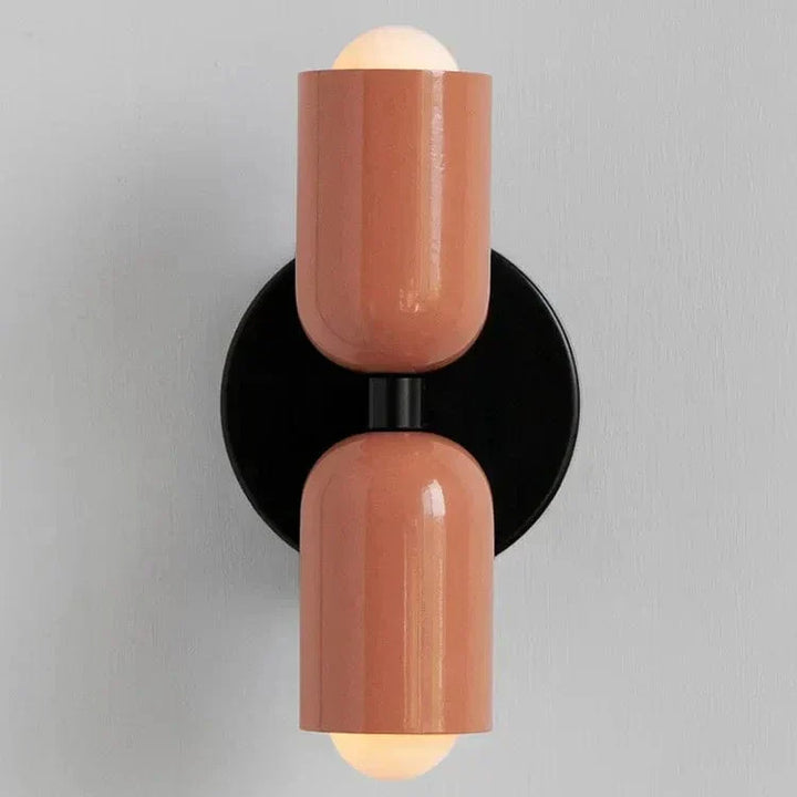 "Modern Nordic wall lamp with colorful metal design, dual light source, and sleek finish for contemporary interiors."