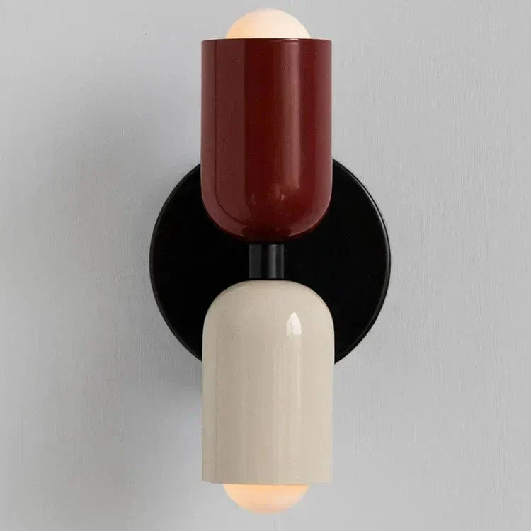 "Modern Nordic wall lamp with colorful metal design, dual light source, and sleek finish for contemporary interiors."