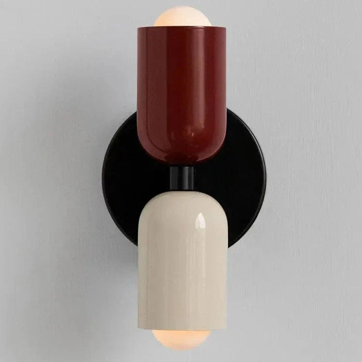 "Modern Nordic wall lamp with colorful metal design, dual light source, and sleek finish for contemporary interiors."