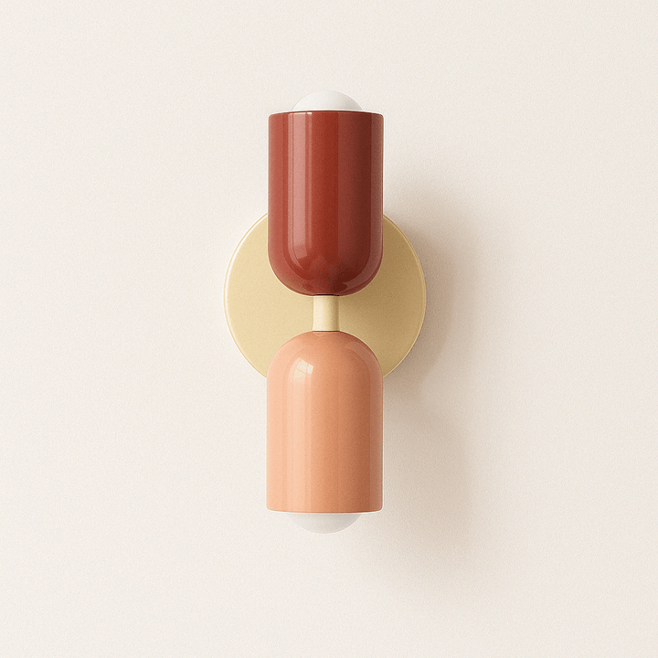 "Modern Nordic wall lamp with colorful metal design, dual light source, and sleek finish for contemporary interiors."