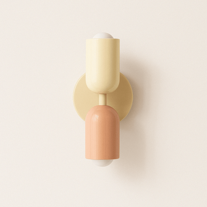 "Modern Nordic wall lamp with colorful metal design, dual light source, and sleek finish for contemporary interiors."