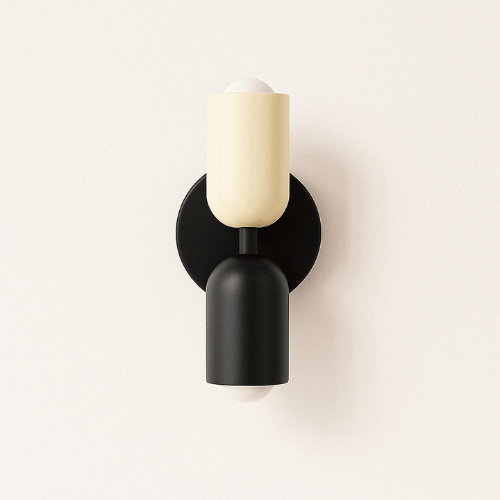 "Modern Nordic wall lamp with colorful metal design, dual light source, and sleek finish for contemporary interiors."