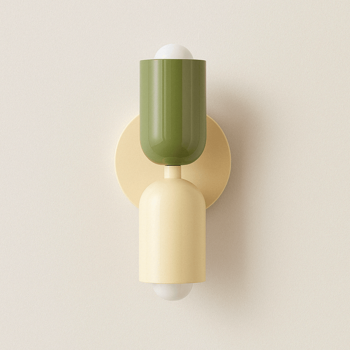 "Modern Nordic wall lamp with colorful metal design, dual light source, and sleek finish for contemporary interiors."