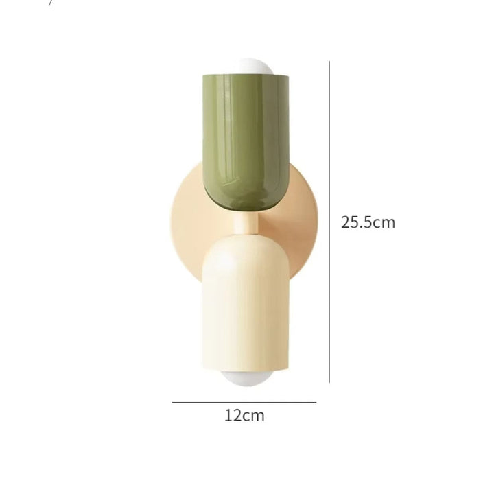 "Modern Nordic wall lamp with colorful metal design, dual light source, and sleek finish for contemporary interiors."