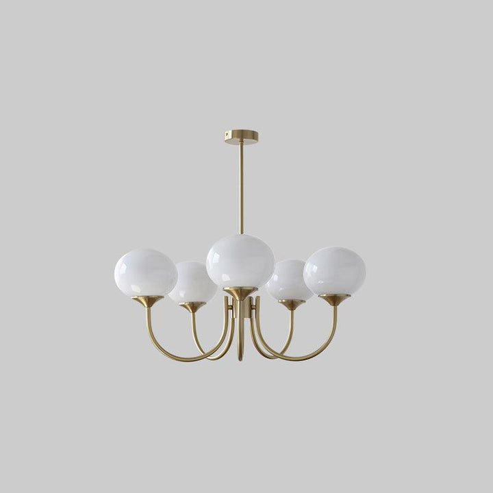 Modern pink and gold chandelier with elegant glass shades, ideal ceiling light fixture for chic home decor and illumination.