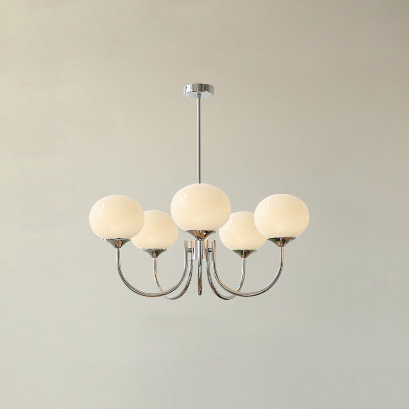 Modern pink and gold chandelier with elegant glass shades, ideal ceiling light fixture for chic home decor and illumination.