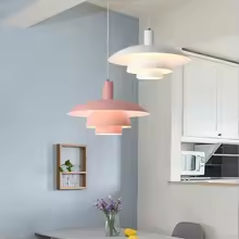 "Modern Scandinavian pendant light with sleek design, providing ambient LED glow, ideal for stylish home interiors."